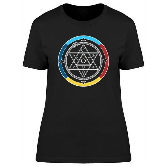Round Colorful Alchemy Circle T-Shirt Women -Image by Shutterstock, Female Medium