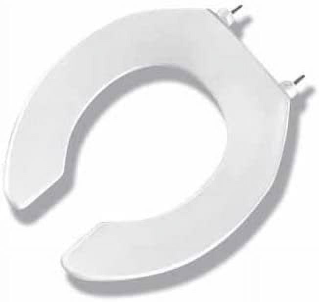 Round Commercial Plastic Toilet Seat, Open Front, STATITE Hinge, White