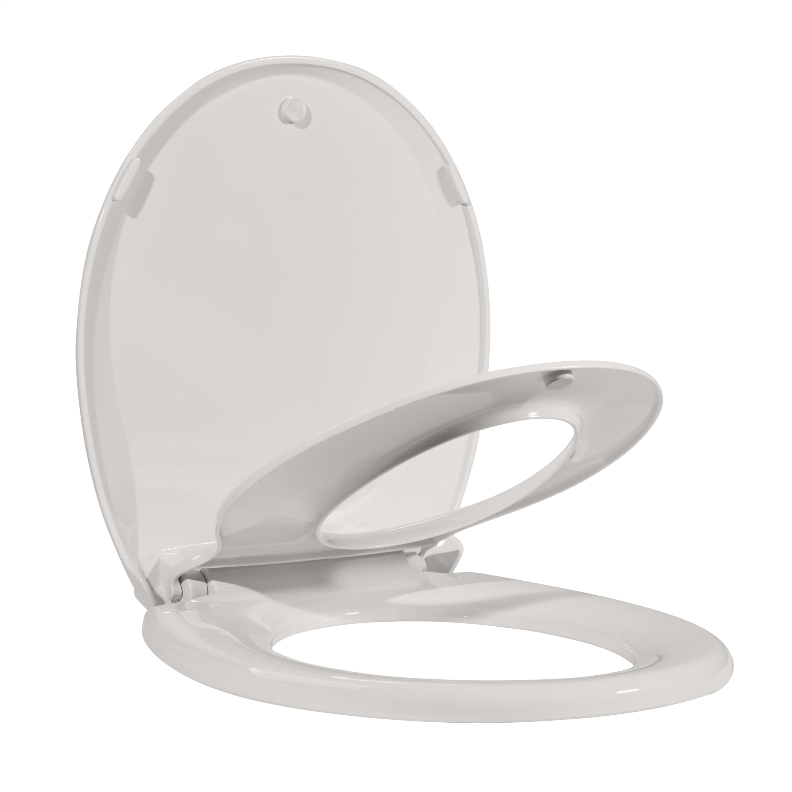 Round Commercial Toilet Seat with Built-In Toddler Potty Training - Slow Soft Close, Magnetic Kids Seat, Non-Slip, Easy Clean, Biscuit, Fits Adults & Children, Ideal for Restrooms