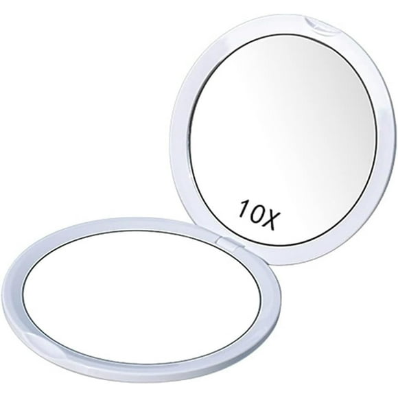 Round Compact Mirror, Portable Mirror 1X/10X Magnifying Double-Sided Handheld Mini Mirror for Wallet Pocket Mirror and Travel Makeup Mirror, Essentials Items Women and Girls (Black)