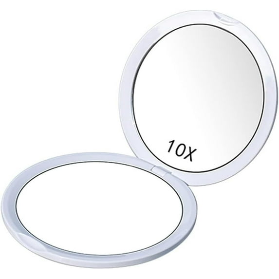 Round Compact Mirror, Portable Mirror 1X/10X Magnifying Double-Sided Handheld Mini Mirror for Wallet Pocket Mirror and Travel Makeup Mirror, Essentials Items Women and Girls (Black)