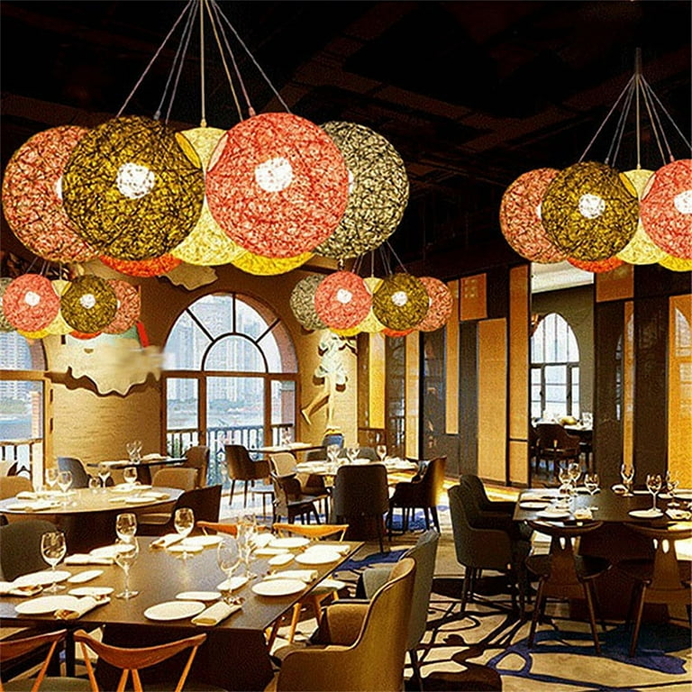 Round Concise Hand woven Rattan Vine Ball Pendant Lampshade Light