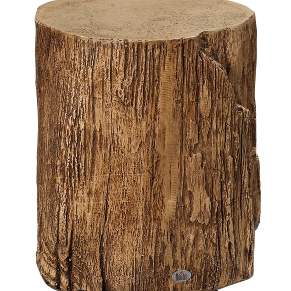 Round Concrete End Table in Tree Stump Design | Can Be Used as Display Stand or Bedside Table | Solid Concrete Construction | Protects Floors from Scratches