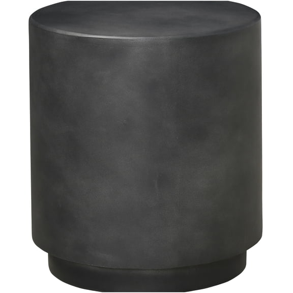 Round Concrete Finish Accent Table with Adjustable Feet, Dark Gray Lightweight MDF Side Table for Indoor Outdoor Use