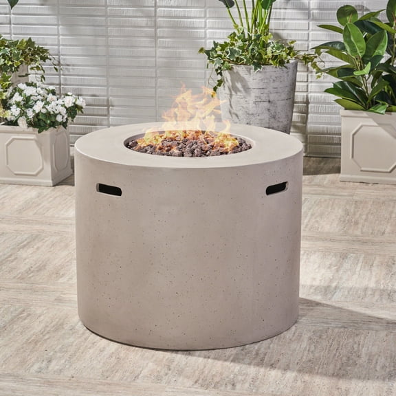 Round Concrete Fire Pit for Backyard with 40000 BTU Output, Lightweight Patio Heater for Outdoor Gatherings and Cool Summer Nights