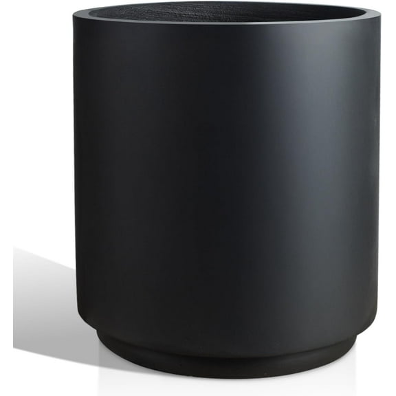 Round Concrete Planter Outdoor Indoor, Large Cement Plant Pots for Flowers (Black, 12 inch)