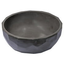 Round Concrete Vessel Sink with Hexagon Patterned Exterior - Charcoal