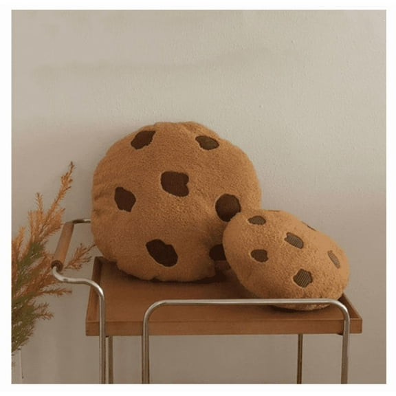 Round Cookie Pillow, Plush Chocolate Chip Throw Pillow for Couch, Soft Food Themed Cushion for Living Room, Bedroom, and Dorm Decor, Floor & Car - 2Pcs(11.02")