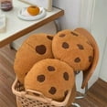 thumbnail image 1 of Round Cookie Pillow, Plush Chocolate Chip Throw Pillow for Couch, Soft Food Themed Cushion for Living Room, Bedroom, and Dorm Decor, Floor & Car, 1 of 3