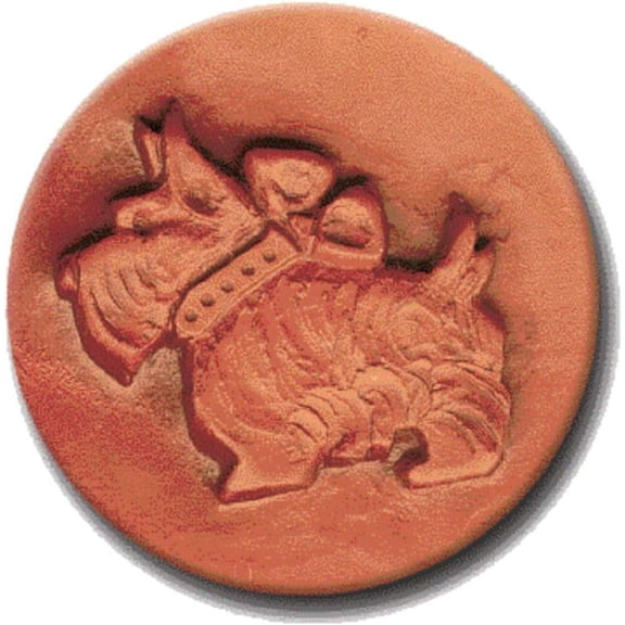 Round Cookie Stamp with Handle & Recipe Booklet-Scottie Dog