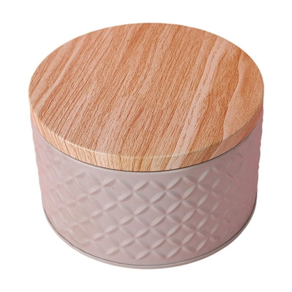 Cookie Tin Box with Wooden Lid, Tinplate Storage Container for Home Organization, Empty Tin for Chocolate Candy Tea Coffee Cosmetics Jewelry Photos, and Gift Giving