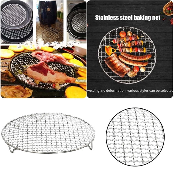 Round Cooking Rack 6.5-inch 201 Stainless Steel Cross Wire Barbecue Grill Net for Cooking Baking Steaming BBQ