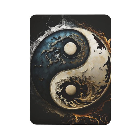 Round Cool Art Oriental Symbol Rectangular Refrigerator Magnet, Soft Magnetic Fridge Magnet for Home, Office, Locker Decor