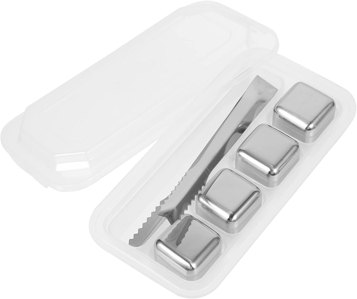 Reusable 4pcs Ice with Clip Stainless Steel Whiskey Stones Chilling ...