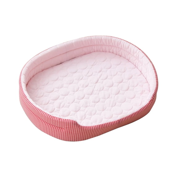 Round Cooling Pet Bed with Bolster, Summer Ice Silk Cat Bed Dog Bed Self-Cooling Pet Mattress with Non-Slip Base for Small Dogs and Cats