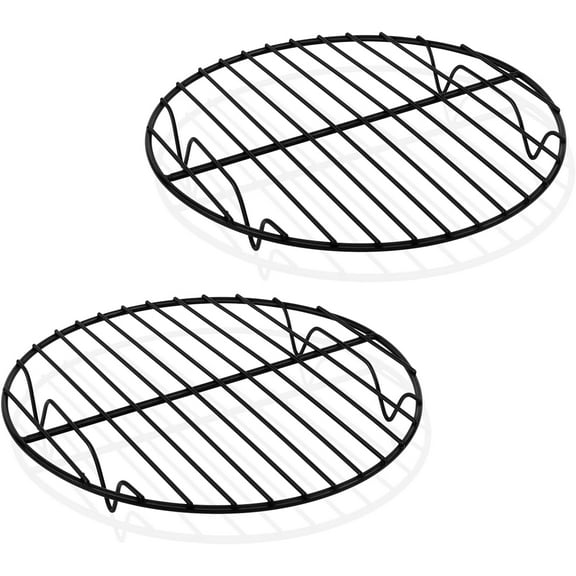 Round Cooling Rack, 7.5 Small Baking Roasting Grilling Rack with Stainless Steel Core & Non-stick Coating, for Cooking Steaming Cooling, Healthy & Sturdy, Oven Safe & Easy Clean Set of 2