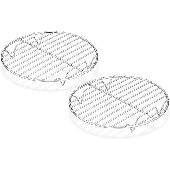 Round Cooling Rack Set of 2, 7½ Inch Round Baking Steaming Roasting Rack Set Stainless Steel, Healthy & Dishwasher Safe, Mirror Finish & Rust Free
