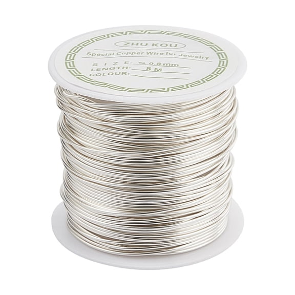 Round Copper Beading Wire for Jewelry Making Long-Lasting Plated Silver Color Plated 20 Gauge 0.8mml