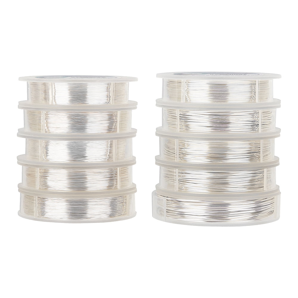 Round Copper Craft Wire for Jewelry Making for Jewelry Making Silver 0.15~1mm 10rolls/set for DIY