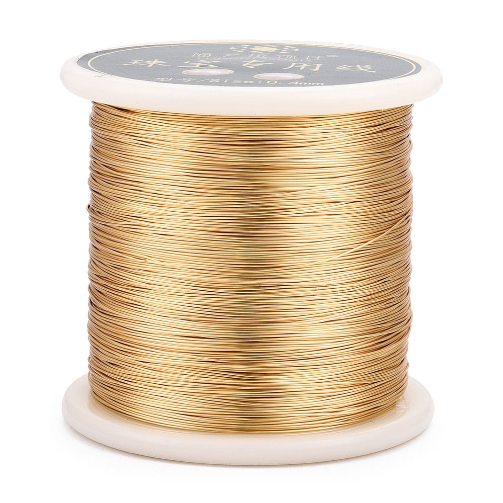 Round Copper Jewelry Wire Long-Lasting Plated Lead Free & Nickel Free & Cadmium Free Real 14K golden Plated 26 Gauge 0.4mm about 721.78 Feet(220m)/Roll