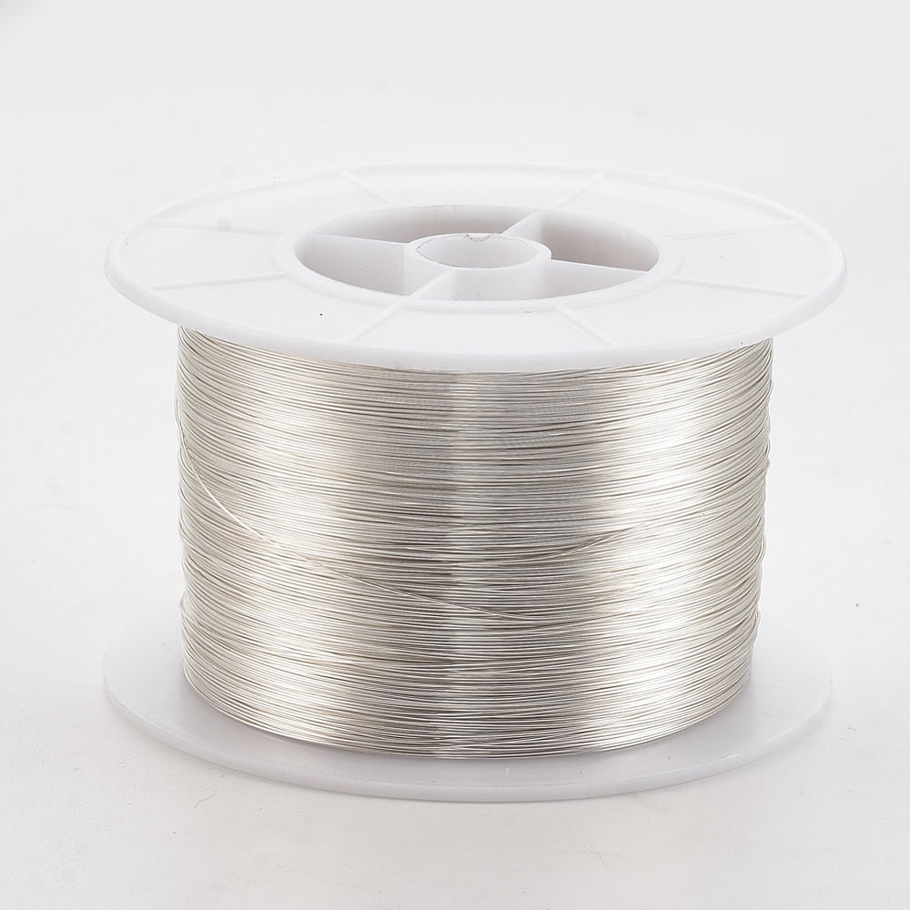 Round Copper Jewelry Wire Long-Lasting Plated Silver color Plated 18 Gauge 1mm about 229.65 Feet(70m)/500g