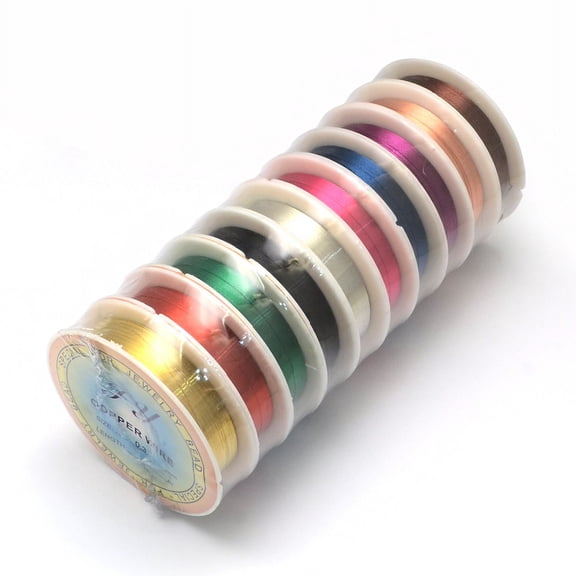 Round Copper Jewelry Wire Mixed color 22 Gauge 0.6mm about 22.96 Feet(7m)/roll 10 rolls/group