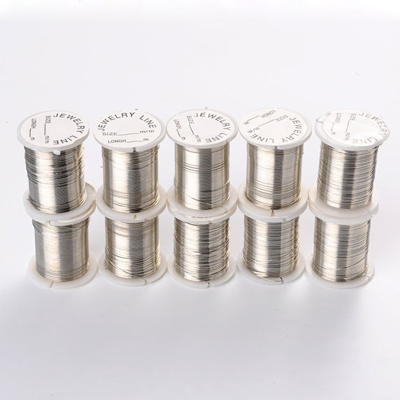 Round Copper Jewelry Wire Nickel Free Silver 28 Gauge(0.3mm) about 32.8 Feet(10m)/roll 10 rolls/batch
