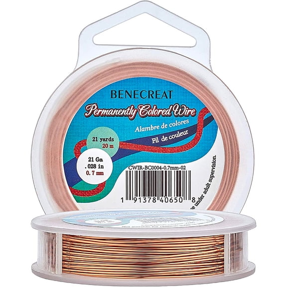 Round Copper Wire for Jewelry Making Red Copper 0.7mm 21 Gauge 65.61 Feet(20m)/roll