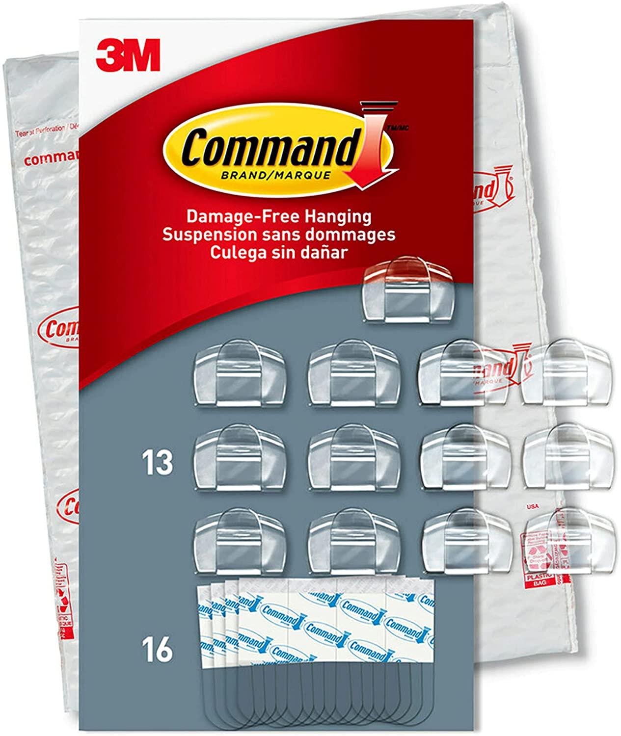 Round Cord Clips - Damage-Free Cable Clips - 13 Clear Clips and 16 Strips