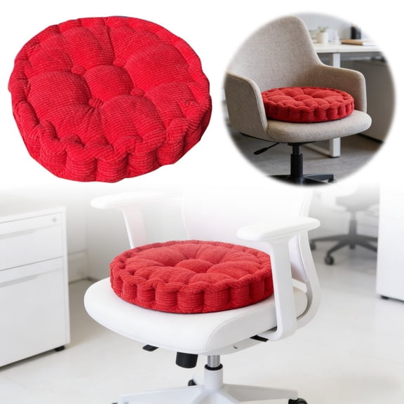 Round Corduroy Chair Cushion, 17.71" Soft Thick Tufted Seat Pad for Home Office Restaurant, Warm Comfortable Pillow for Indoor Chairs