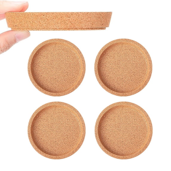 Round Cork Coaster with Raised Rim, Absorbent and Heat Resistant for Home, Office, Kitchen
