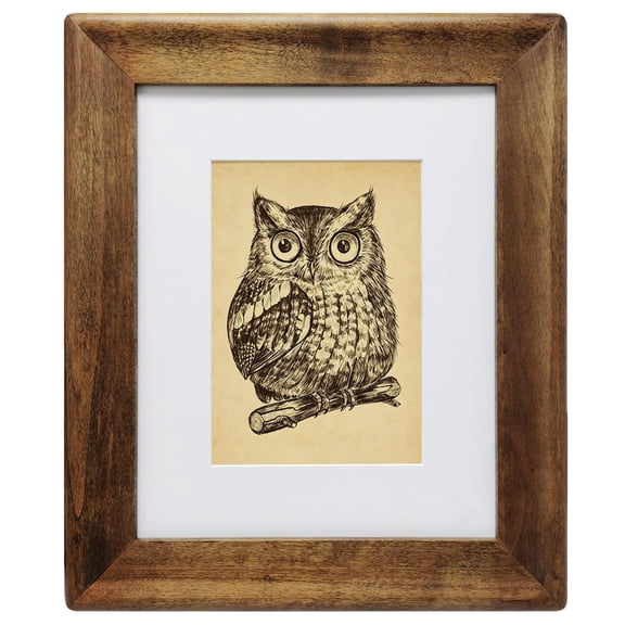 Round Corner 8x10 Brown Rustic Wood Picture Frame with Real Glass