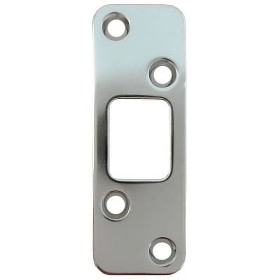 Round Corner Deadbolt Strike Plate, 1-1/4" x 3-5/8", 2-1/2" Center-to-Center, Polished Chrome by Stone Harbor Hardware