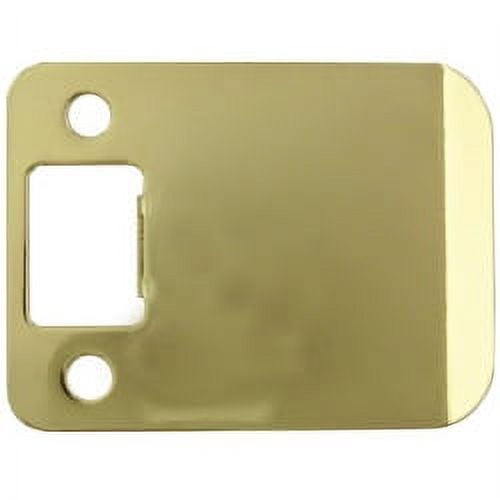 Round Corner Extended Lip Strike Plate, 2-1/4" x 2-1/2", (3" Overall Length), Polished Brass by Stone Harbor Hardware