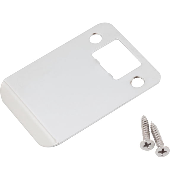 Round Corner Extended Lip Strike Plate, 2-1/4" x 2-1/2", (3" Overall Length), Polished Chrome by Stone Harbor Hardware