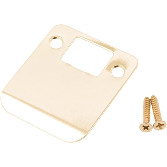 Round Corner Extended Lip Strike Plate, 2-1/4" x 2", (2-1/2" Overall Length), Polished Brass by Stone Harbor Hardware