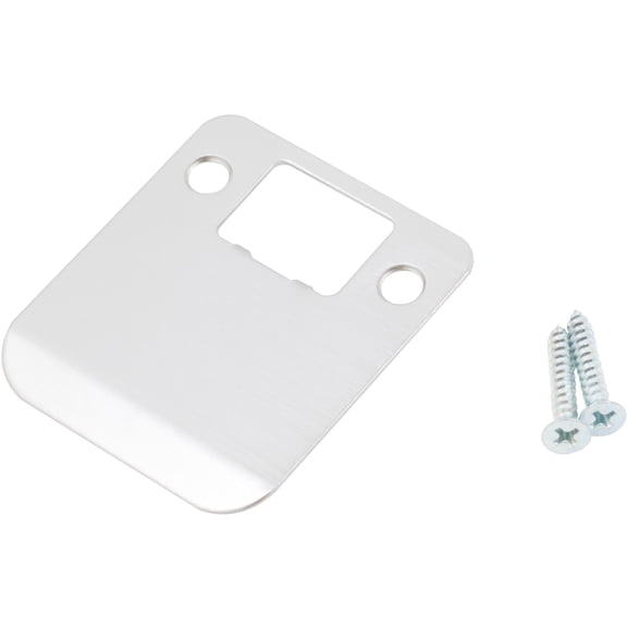 Round Corner Extended Lip Strike Plate, 2-1/4" x 2", (2-1/2" Overall Length), Satin Chrome by Stone Harbor Hardware