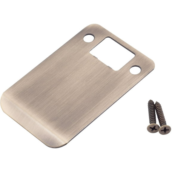 Round Corner Extended Lip Strike Plate, 2-1/4" x 3", (3-1/2" Overall Length), Antique Brass by Stone Harbor Hardware