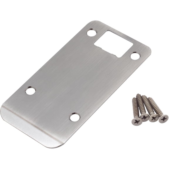 Round Corner Extended Lip Strike Plate, 2-1/4" x 4", (4-1/2" Overall Length), Antique Nickel by Stone Harbor Hardware