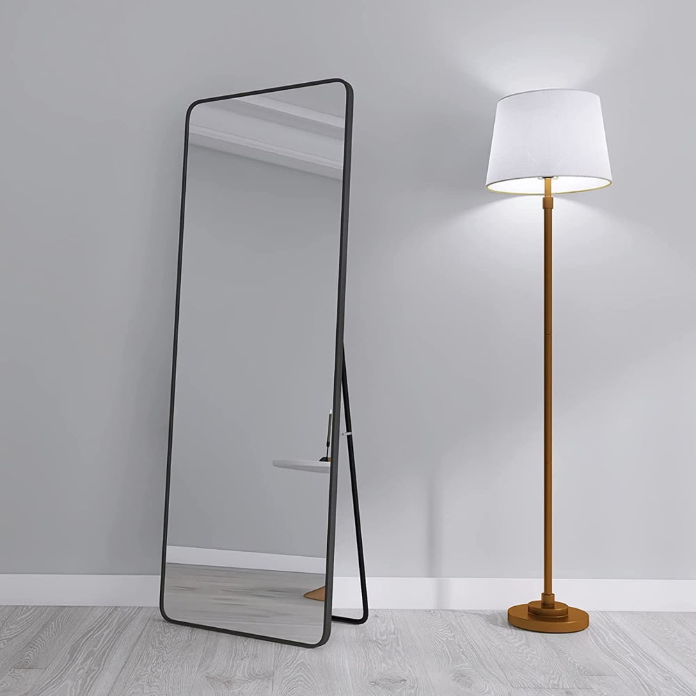 Round Corner Full Length Mirror, Sesslife Standing Full Length Mirror with Adjustable Stand