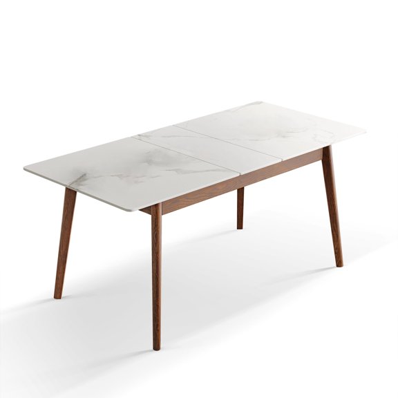 Round Corner Kitchen Table | Telescopic for Party Use in Dining Area | FAS - grade Solid Oak, Mortise and Tenon | Safe and Versatile