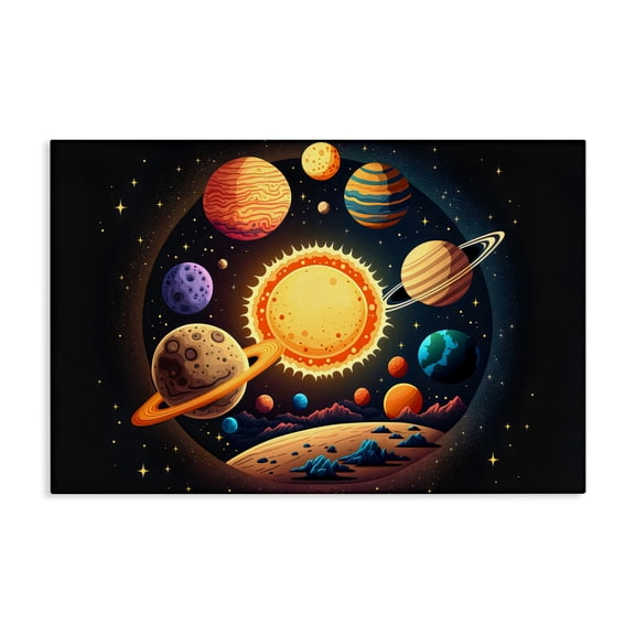 Stupell Industries Round Cosmic Solar System Canvas Wall Art, design by Creative Studio, 30 x 45