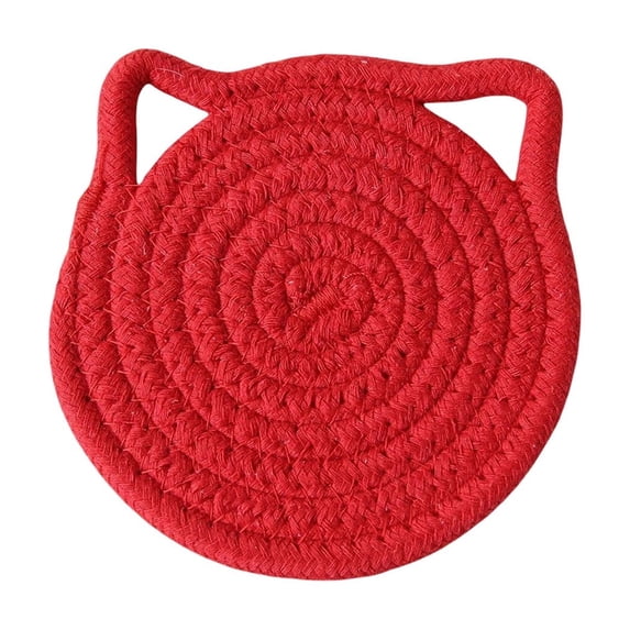 Round Cotton Placemat, Heat Resistant Woven Trivet Mat for Dining Table, Kitchen, and Farmhouse Decor, 7 Inch Washable Coaster
