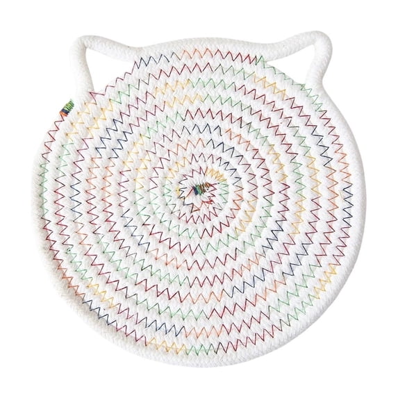Round Cotton Placemat, Heat Resistant Woven Trivet Mat for Dining Table, Kitchen, and Farmhouse Decor, 7 Inch Washable Coaster