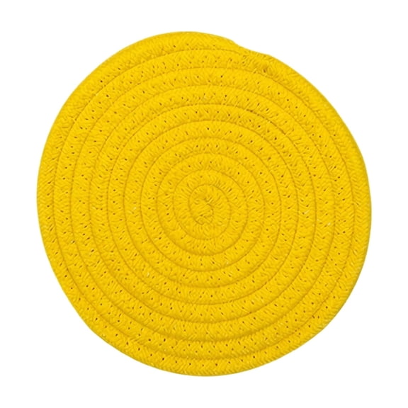 Round Cotton Woven Pot Holder, Heat Insulating Table Mat, 1 Pack Yellow 7.1 Inch Trivets for Hot Dishes Hot Pots and Pans Countertops ,Protects Surfaces from Burns and Scratches