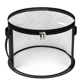 Round Cowboy Hat Box, Foldable Hat Storage Bucket with Lid, Large Felt Hat Organizer Bag, Baseball Cap Container, Clear Dust-Proof Large Capacity Cap Organizer with Handle for Closet Travel