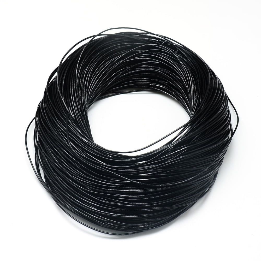 Round Cowhide Leather Cord Leather Rope String for Bracelets Necklaces Black 3mm 100yard/bundle