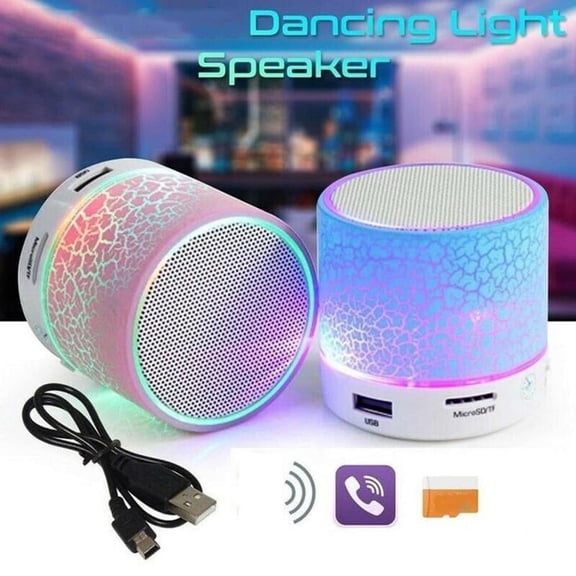 Round Crack LED Bluetooth Speaker - Portable Mini Wireless Audio Player, HiFi Super Bass Sound Sphere with TF Card Slot and Built-In Mic