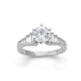 thumbnail image 1 of Round Created White Sapphire Ring in Sterling Silver, 1 of 4