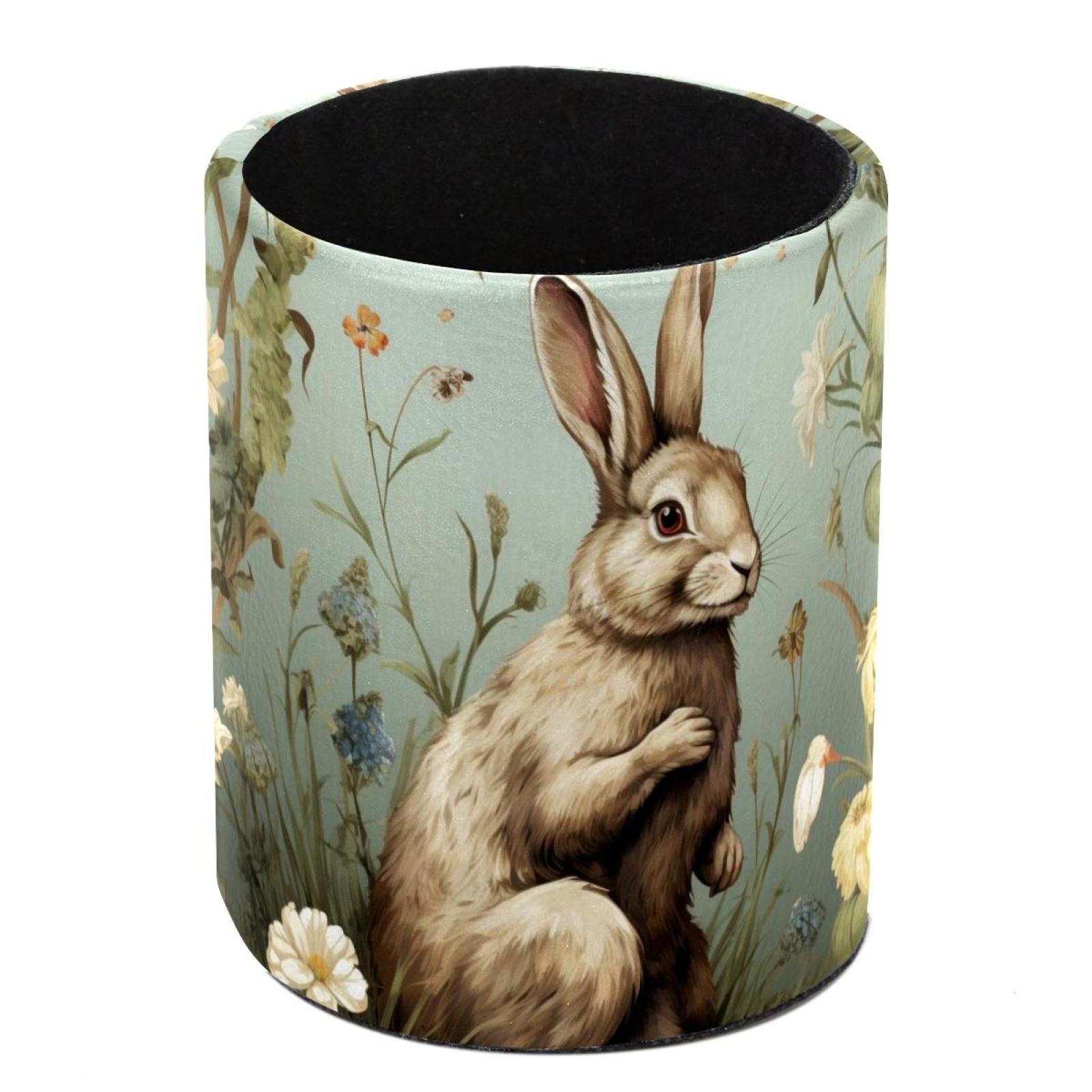 Round Creative Pen Holder |Rabbit Bunny Desktop Storage Organizer ...